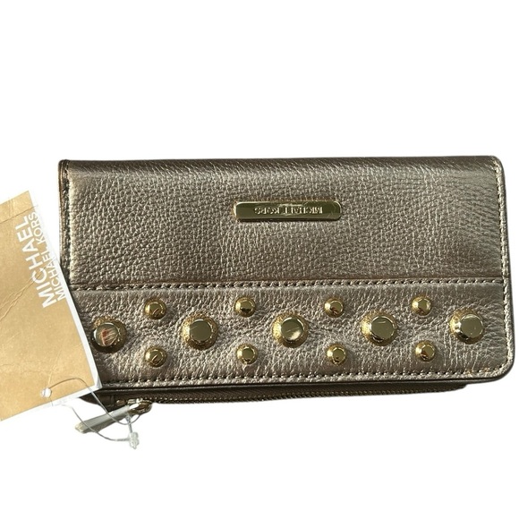 NWT Michael Kors Gold Studded Wallet - Picture 1 of 8